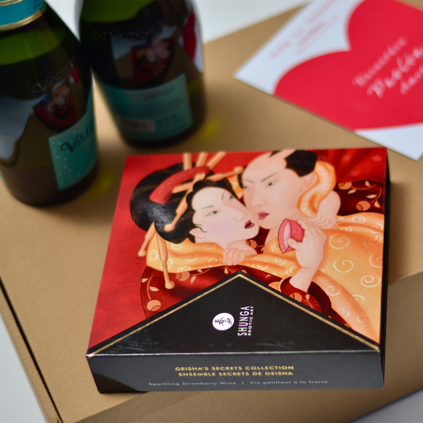 Parejas +18 set de 5 productos SHUNGA + 2 Espumantes 375cc
