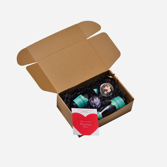 Kit San Valentín pintura corporal, vela SHUNGA + 2 Espumantes 375cc