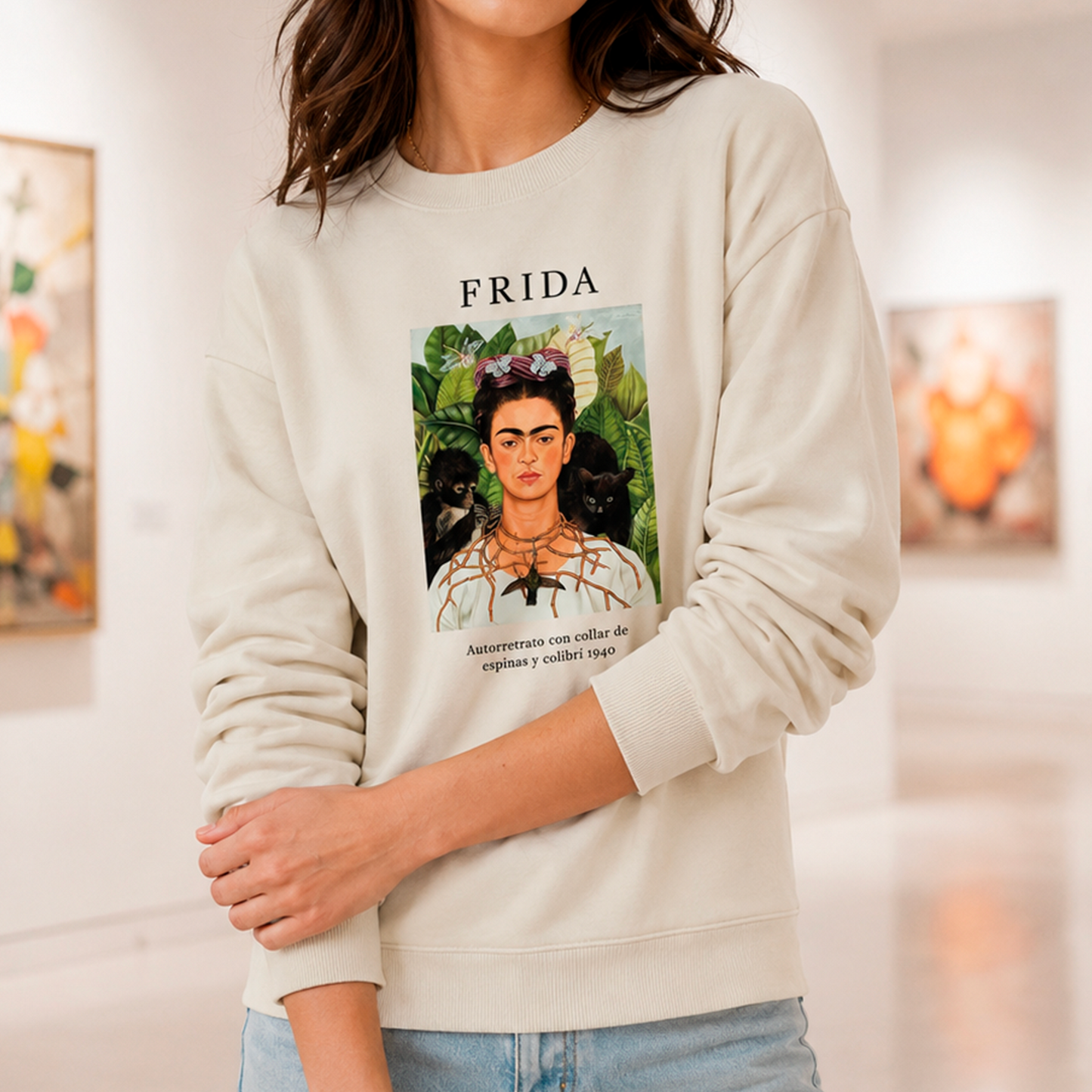Polerón polo Arte Frida Kahlo Autorretrato con collar de espinas y colibrí 1940