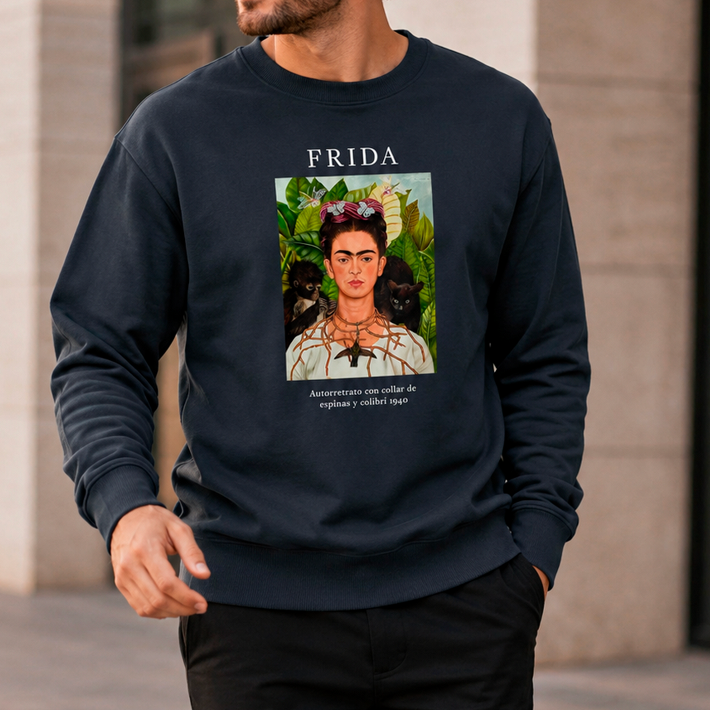 Polerón polo Arte Frida Kahlo Autorretrato con collar de espinas y colibrí 1940
