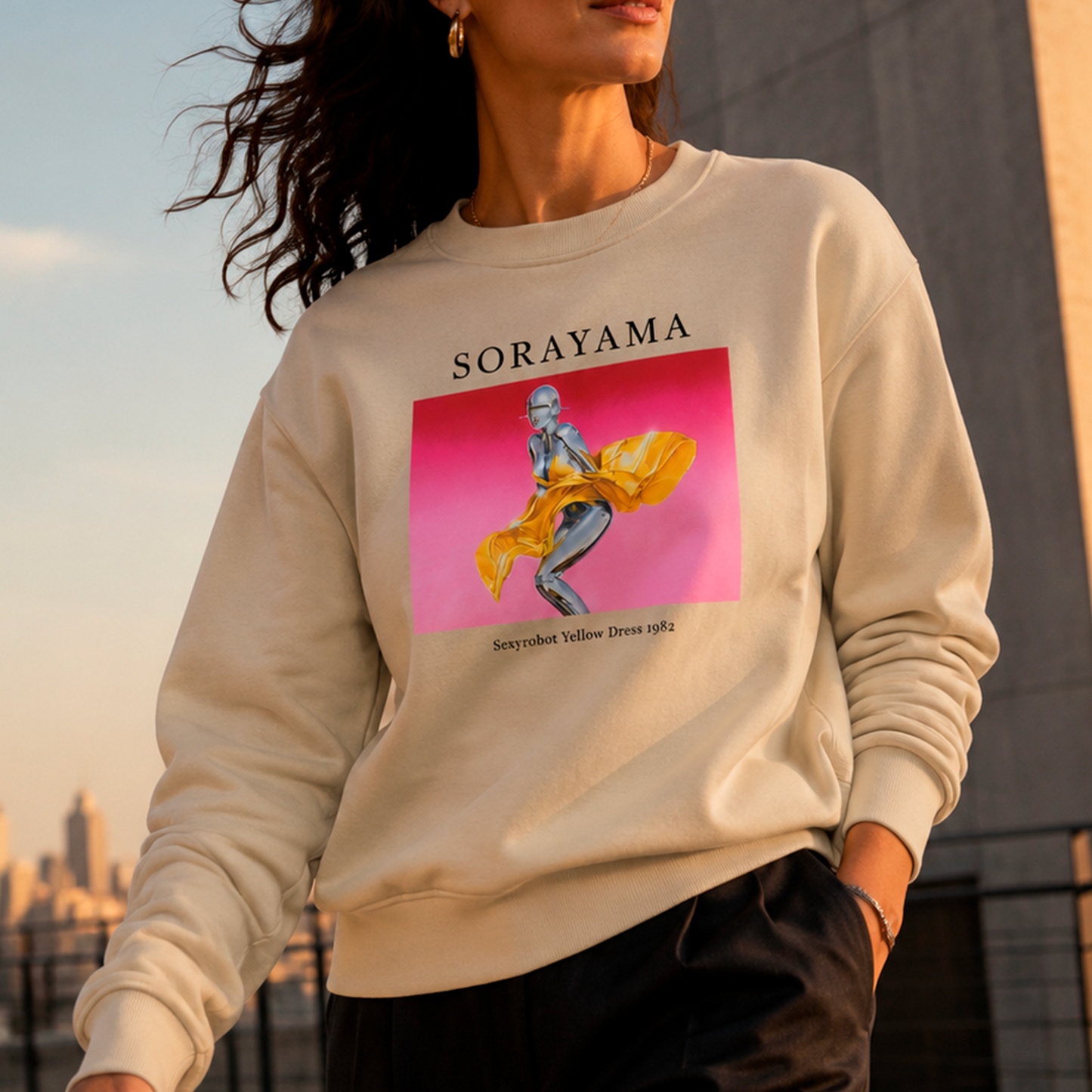 Polerón polo Arte Hajime Sorayama Sexyrobot Yellow Dress 1982