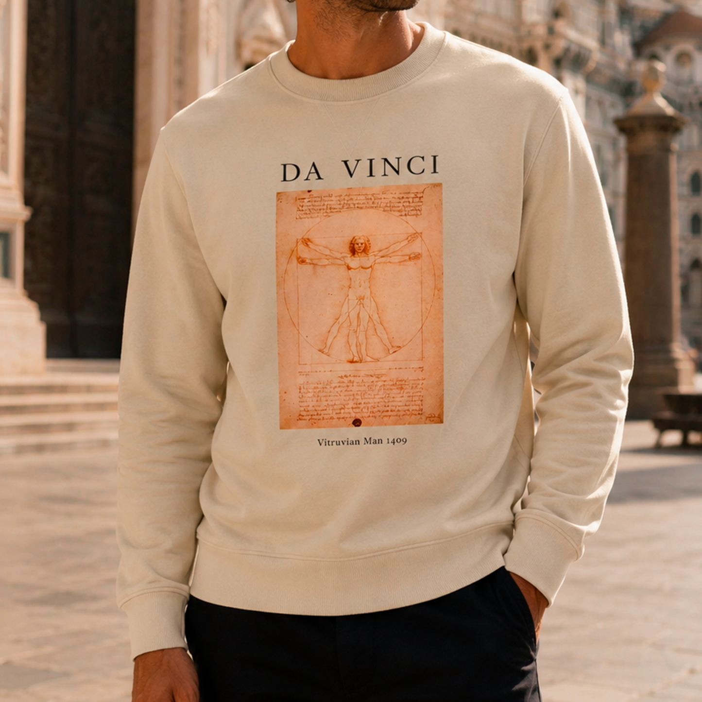 Polerón polo Arte Leonardo da Vinci - Vitruvian Man 1490