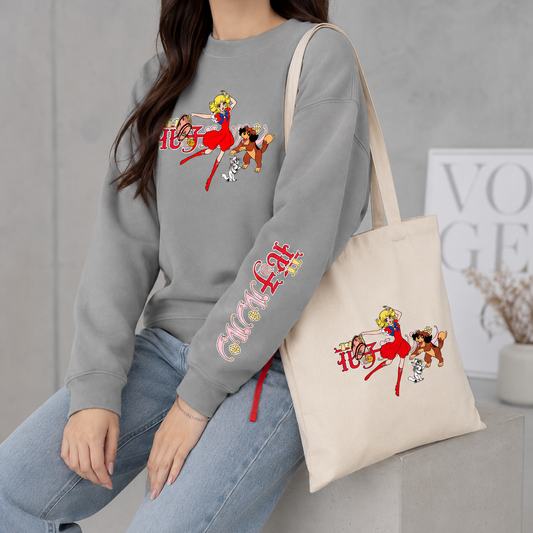 Kit polerón polo lona bag Ángel, la niña de las flores — Lunlun